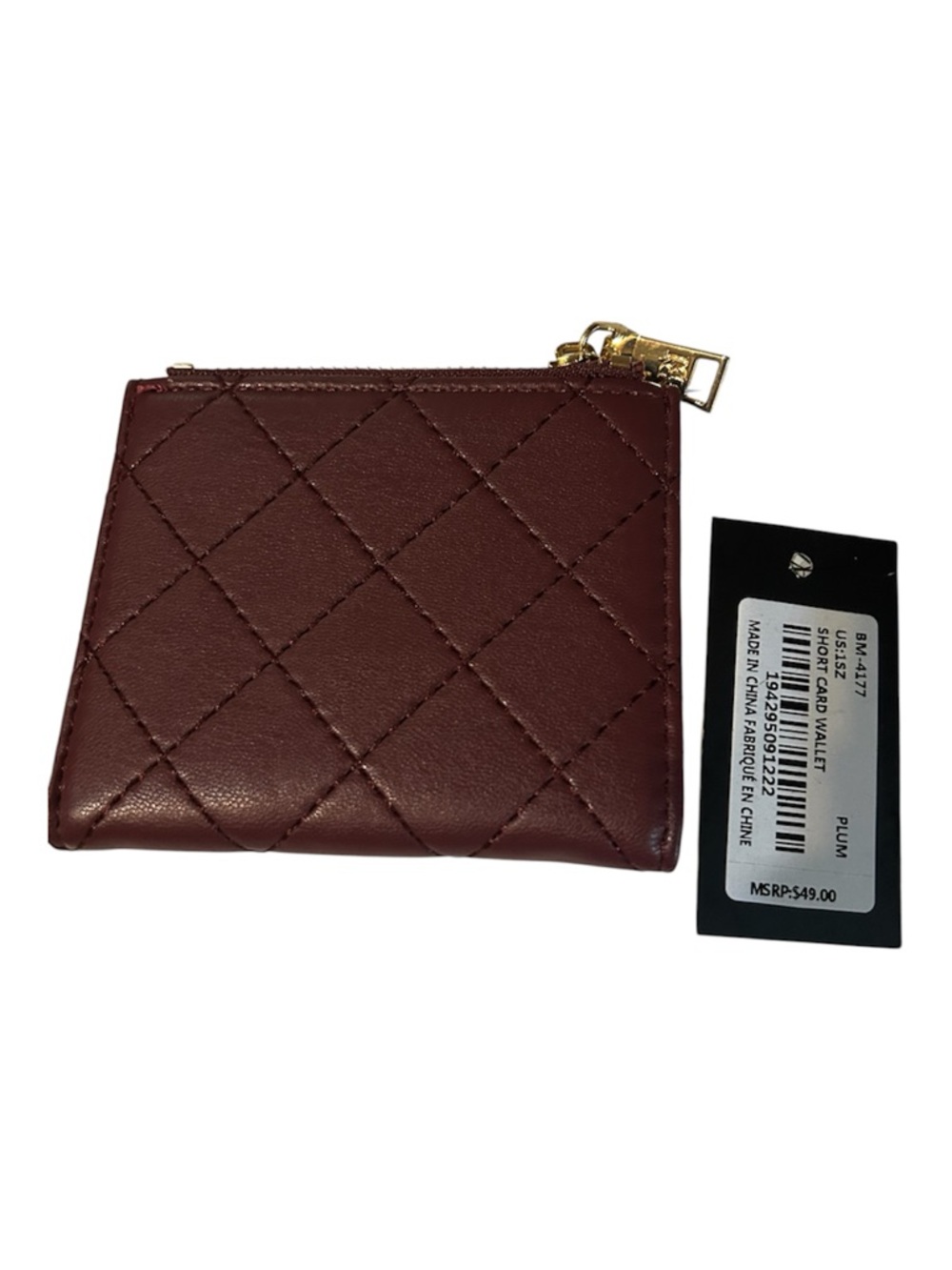 Badgley Mischka NWT Quilted Wine Bifold Wallet with Gold Logo - Picture 2 of 4